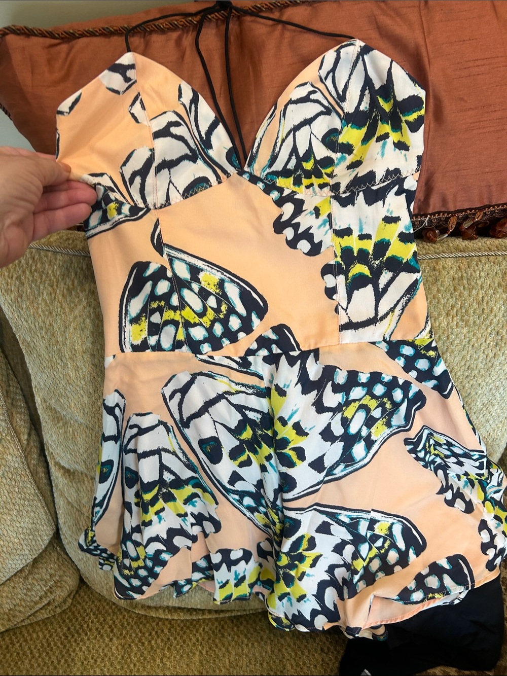 Dolce Vita Butterfly Wing Print Halter Romper, M